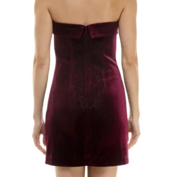Urban Social Velvet Strapless Minidress In Bordeaux NWT - Picture 2 of 3